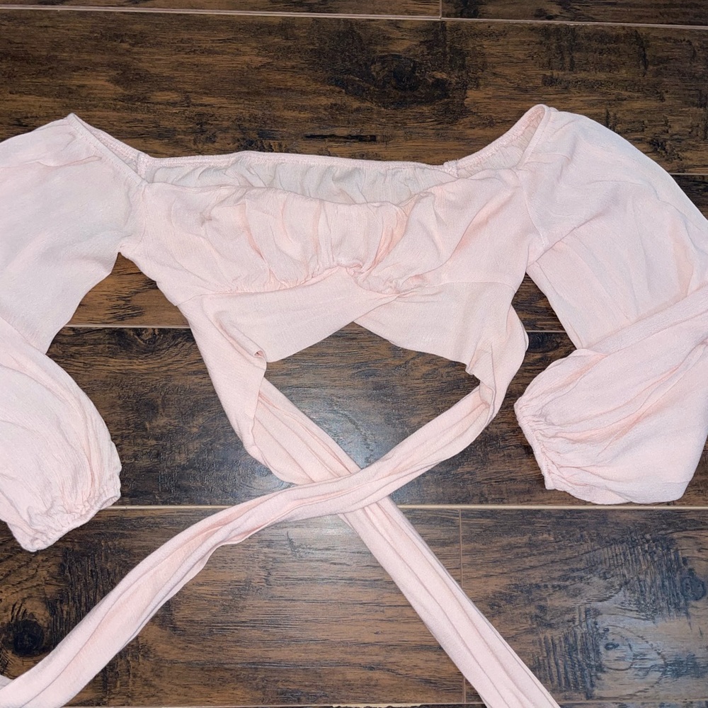 Off the shoulder pink cropped top